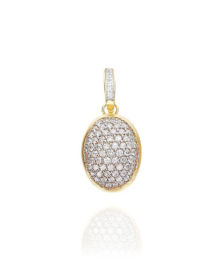 "BOULES" CHARM IN HAND-ENGRAVED GOLD AND PAVE' DIAMONDS (MEDIUM)