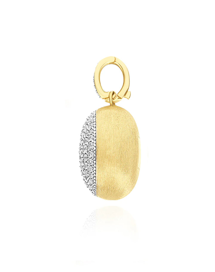 "BOULES" CHARM IN HAND-ENGRAVED GOLD AND PAVE' DIAMONDS (LARGE)