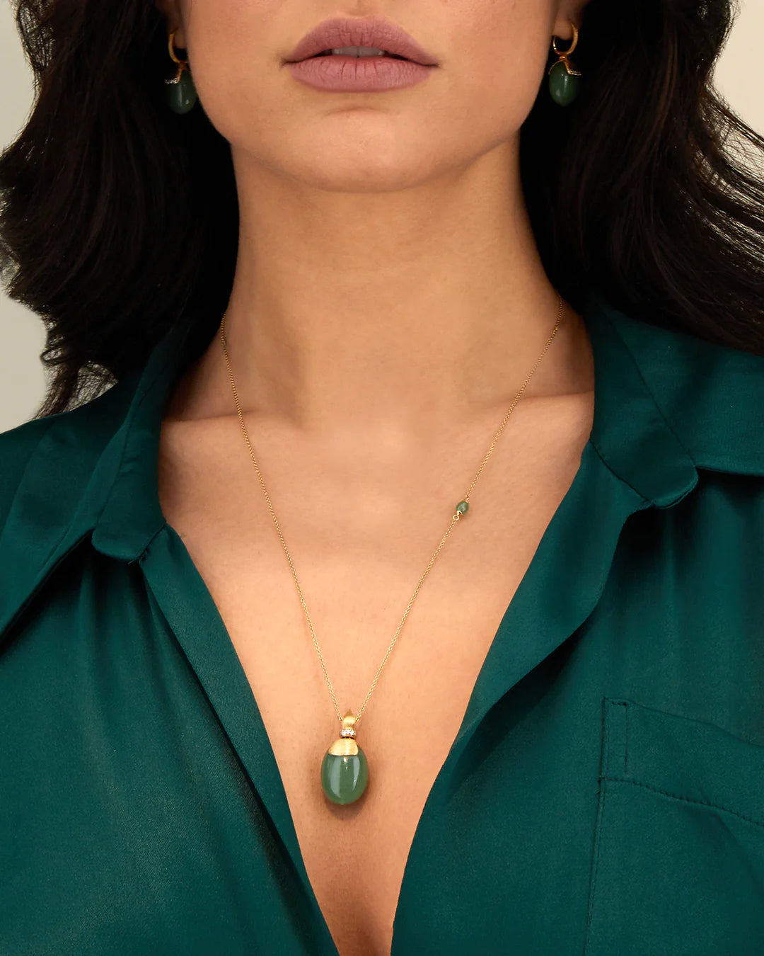 "AMAZONIA" GOLD AND GREEN AVENTURINE NECKLACE (LARGE)