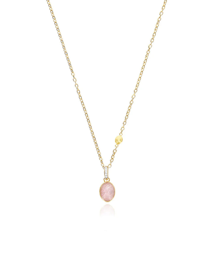 "BOULES" ROSOLIO CHARM IN HAND-ENGRAVED GOLD, DIAMONDS, ROCK CRYSTAL, STRAWBERRY QUARTZ, AND MOTHER-OF-PEARL (SMALL)