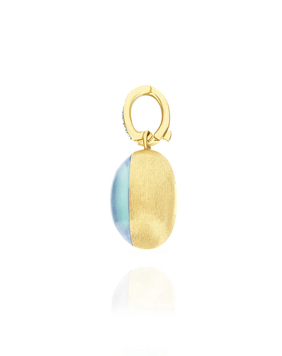 "BOULES" ANICE CHARM IN HAND-ENGRAVED GOLD, DIAMONDS, LEPIDOLITE, AND MOTHER-OF-PEARL (MEDIUM)