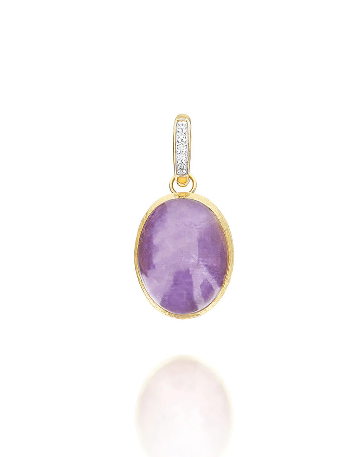 "BOULES" VIOLETTA CHARM IN HAND-ENGRAVED GOLD, DIAMONDS, LEPIDOLITE, AND MOTHER-OF-PEARL (MEDIUM)