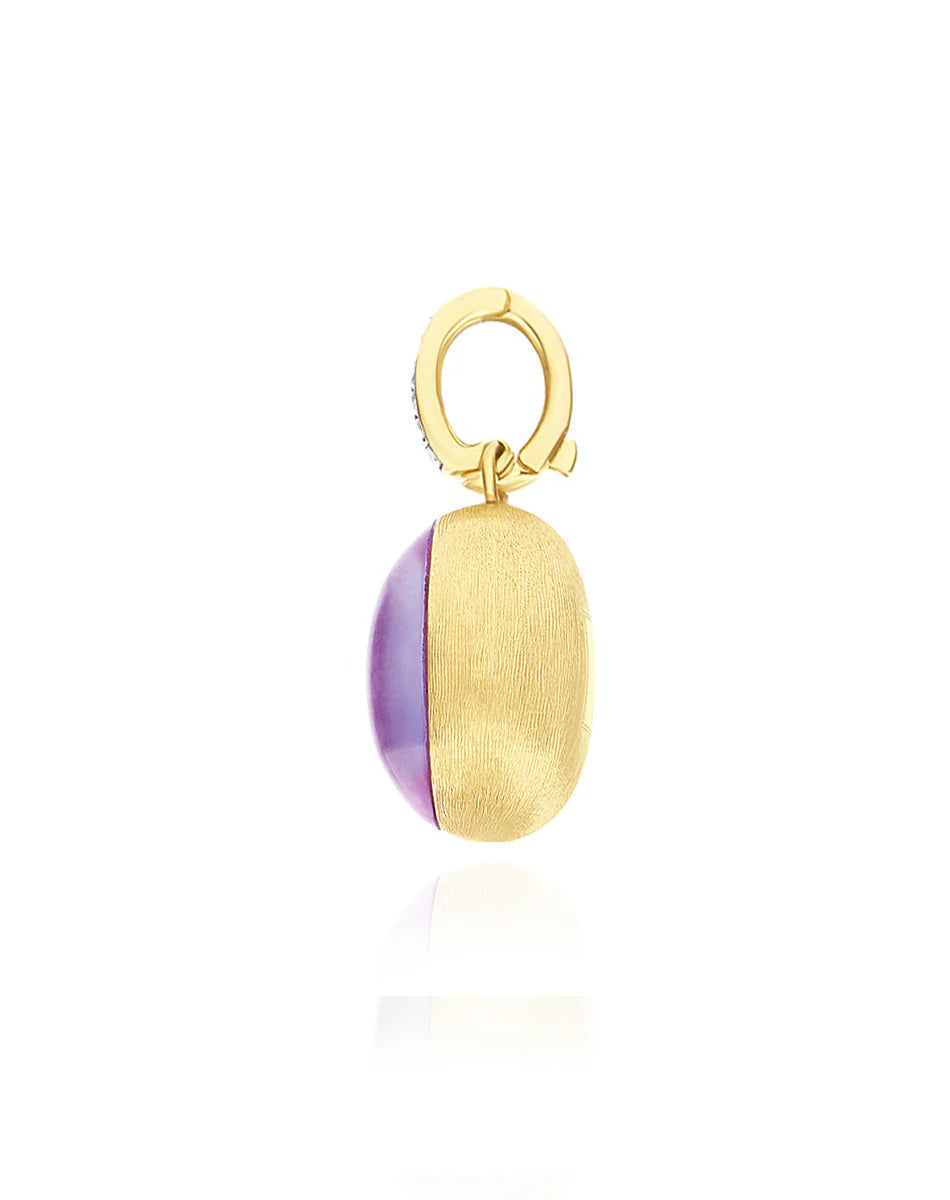 "BOULES" VIOLETTA CHARM IN HAND-ENGRAVED GOLD, DIAMONDS, LEPIDOLITE, AND MOTHER-OF-PEARL (MEDIUM)