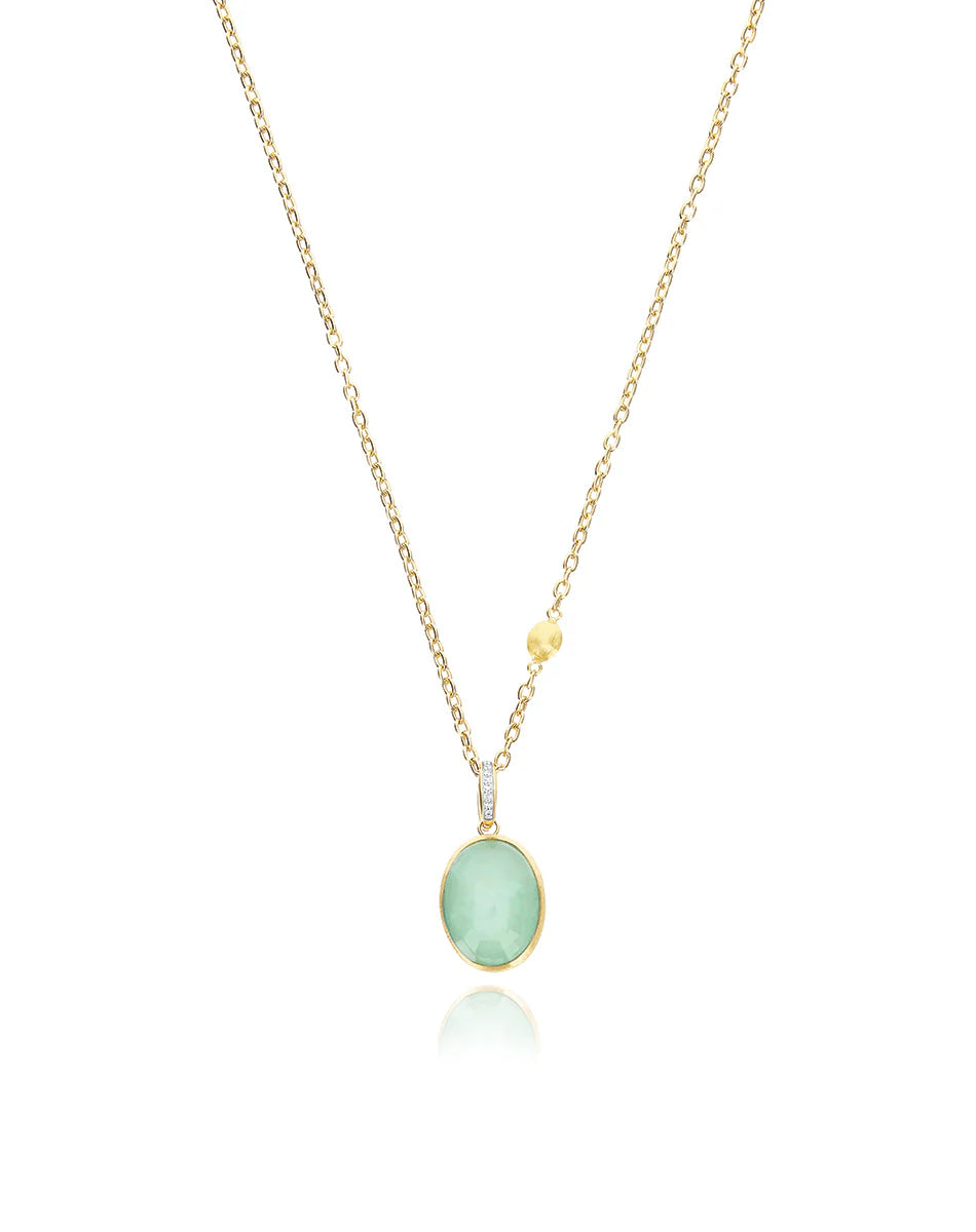 "BOULES" LATTEMENTA CHARM IN HAND-ENGRAVED GOLD, DIAMONDS, ROCK CRYSTAL, AND JADEITE (MEDIUM)