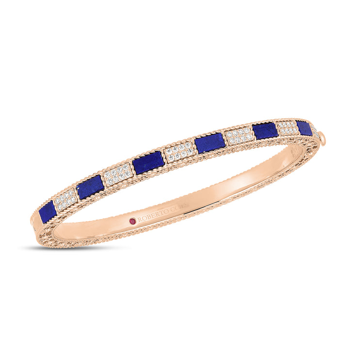 ART DECO BANGLE WITH LAPIS AND DIAMONDS