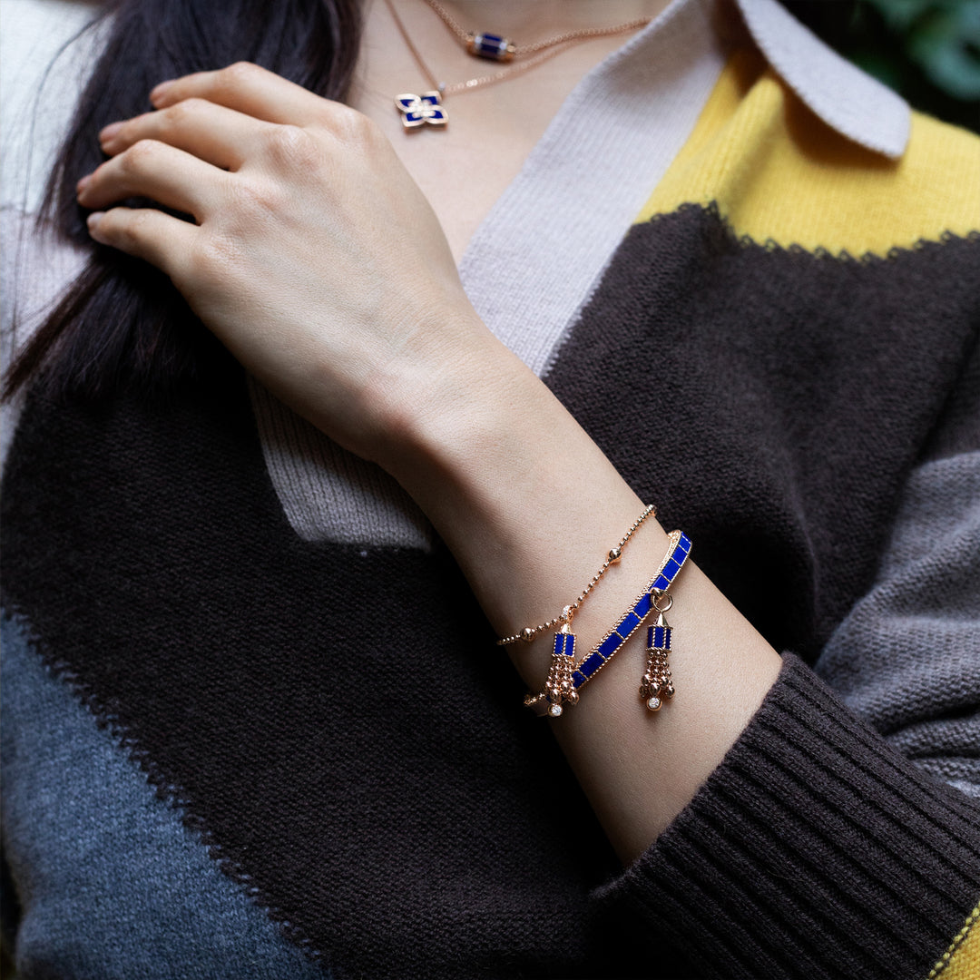 ART DECO BANGLE WITH LAPIS AND DIAMONDS