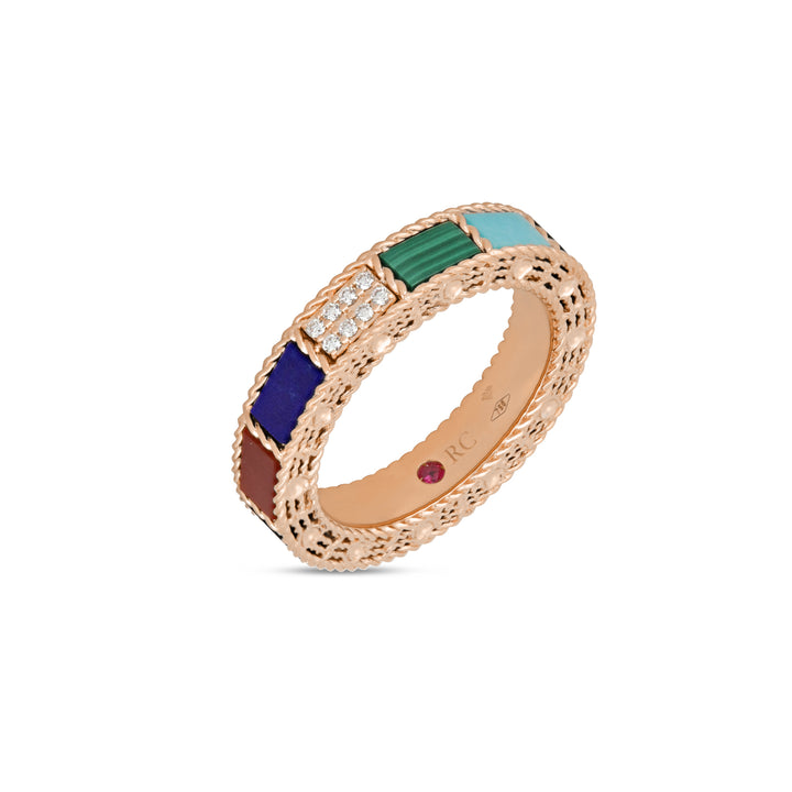 ART DECO RING WITH COLORED STONES AND DIAMONDS