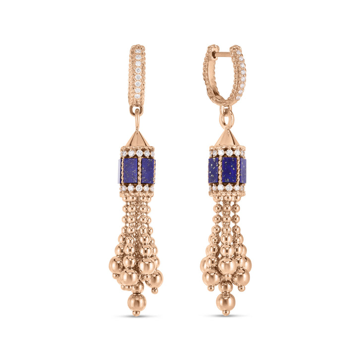 ART DECO EARRINGS WITH LAPIS LAZULI AND DIAMONDS