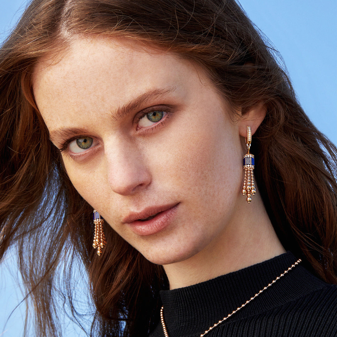 ART DECO EARRINGS WITH LAPIS LAZULI AND DIAMONDS