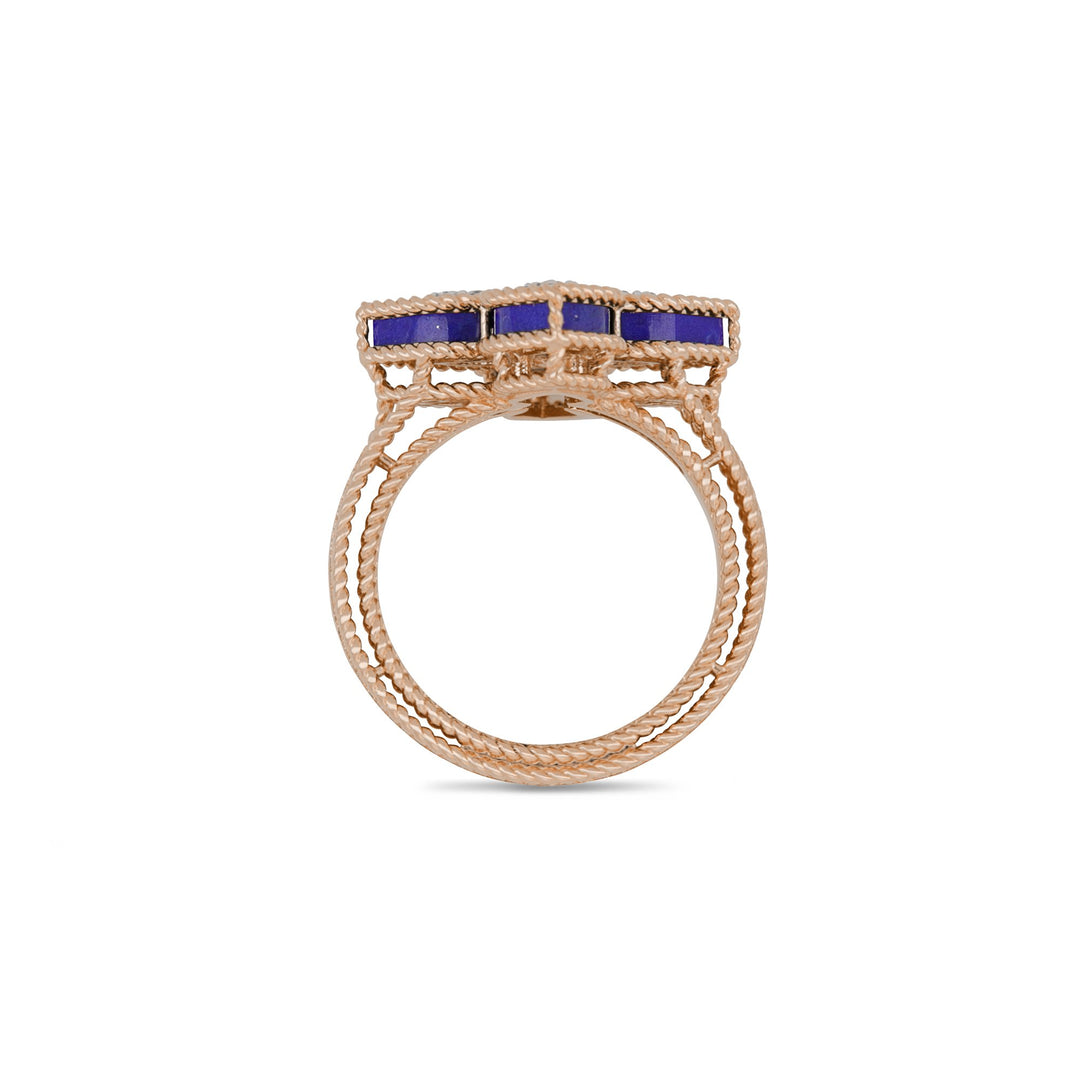 PRINCESS FLOWER RING WITH DIAMONDS AND LAPIS