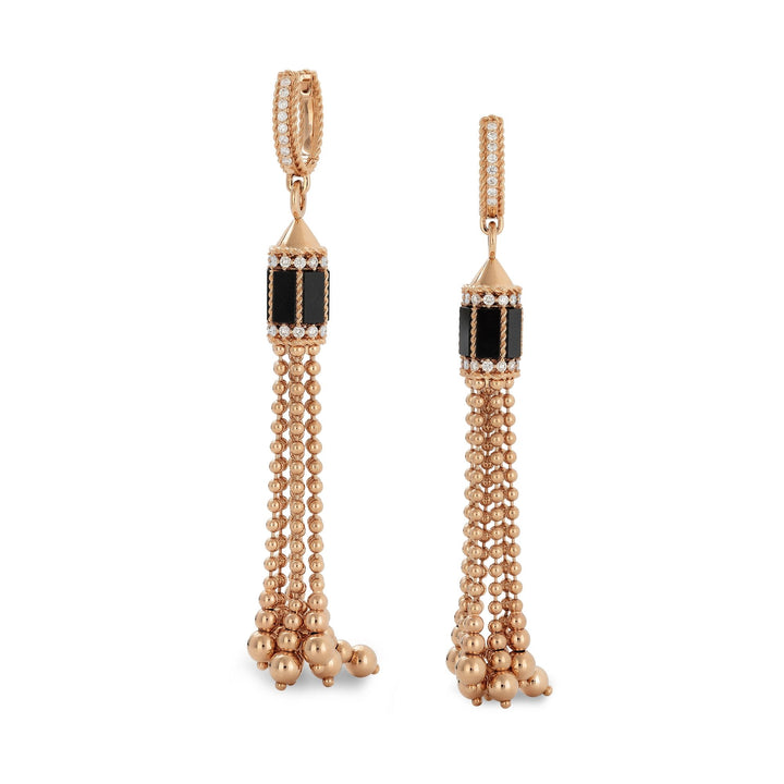 ART DECO EARRINGS WITH BLACK JADE AND DIAMONDS