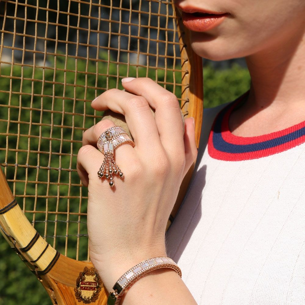 ART DECO RING WITH MOTHER OF PEARL AND DIAMONDS